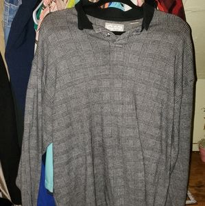 Long sleeve black/grey/white striped shirt